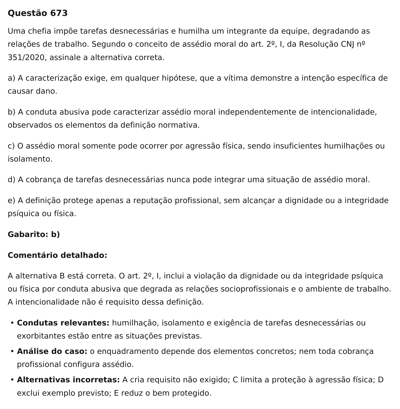 Questão 673 de legislação do TRT 8, com cinco alternativas, gabarito e comentário detalhado